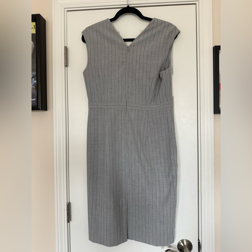 Ann Taylor Light Gray Pinstripe Midi Dress - Picture 5 of 5